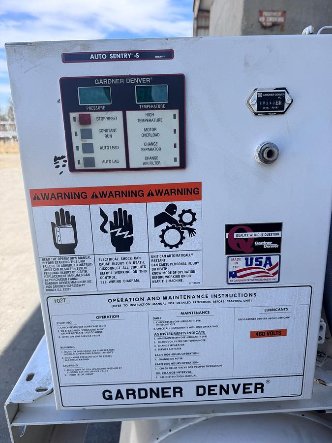 Used Compressor, Air, 25 HP, Rotary Screw, Gardner Denver, 125 PSI, Receiver Tank, #5991878
