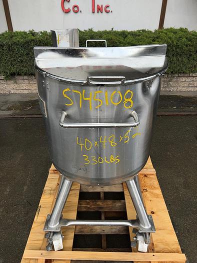 Used Tank, 26 Gallon (100-Liter), 316L Stainless Steel, Jacketed, Precision Stainless #S745108