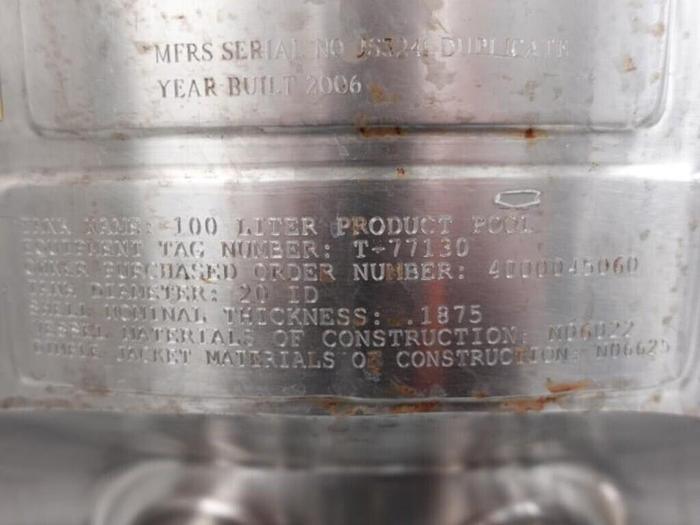 Used Reactor, 25 Gallon (100 Liters), Hastelloy, Jkt, Agitated #S745445