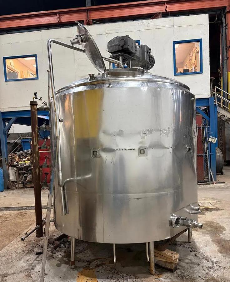 Used Kettle, 1,500 Gallon, Stainless Steel, Half-Pipe Jacketed, Mojonnier, #