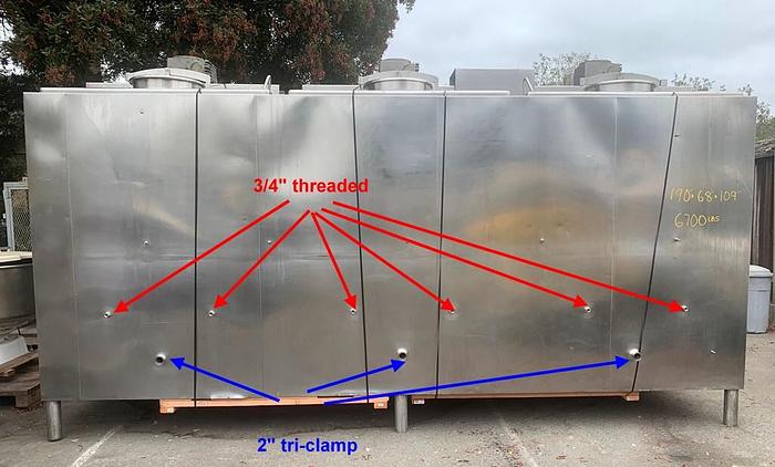 Used Tank, 3,000 Gallon, S/st, Jkt, Agit, Horiz, 3-Compartment #C743866