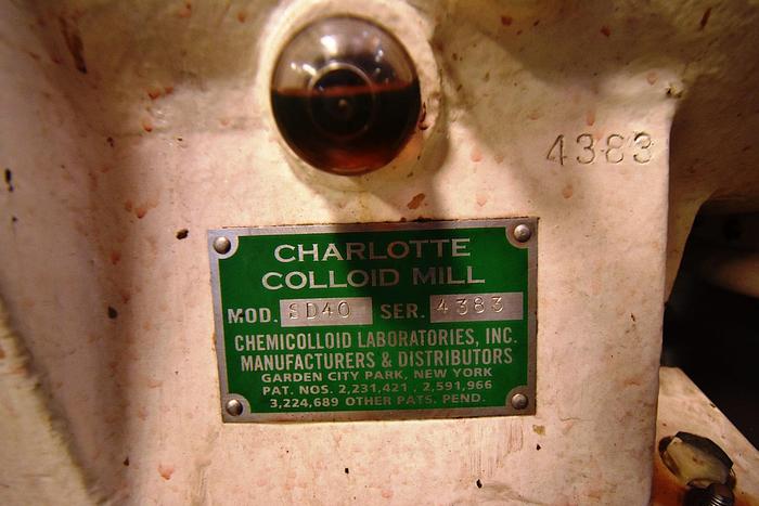 Used Mill, Colloid, 40 HP, Stainless Steel, Charlotte, SD40, #5991053