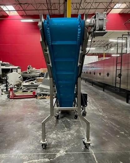 Used Conveyor, Belt, Incline, Cleated, Stainless Steel, 16"x78", Andgar, 1 HP #C745227