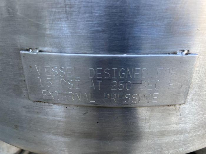 Used Tank, 26 Gallon, 100 Liter, 316 Stainless Steel, 17 PSI, Removable Top #S744580