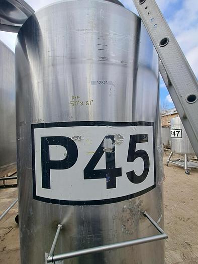 Used Tank, 450 Gallon, 316 Stainless Steel, Dome Top, Cone Bottom, Portable, #5991302