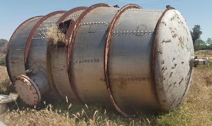 Used Tank, 8,000 Gallon, 316 ELC Stainless Steel, Agitated, Cone Bottom, 15 PSI/FV