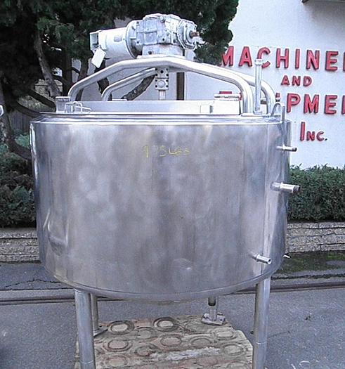 Used Tank, 235 Gallon, Stainless Steel, Jacketed, Agitation, Mueller #S745432