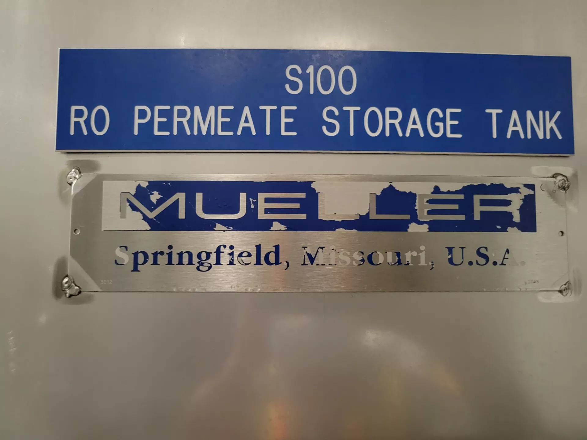 Used Tank, 10,000 Gallon, Stainless Steel, RO Permeate Storage Tank, Mueller, 11' Diameter x 15' Straight Side, #5991776