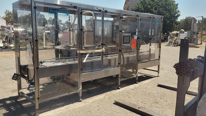 Used Filamatic 2-Head Cubitainer Filler and Capper with Conveyor #C744960