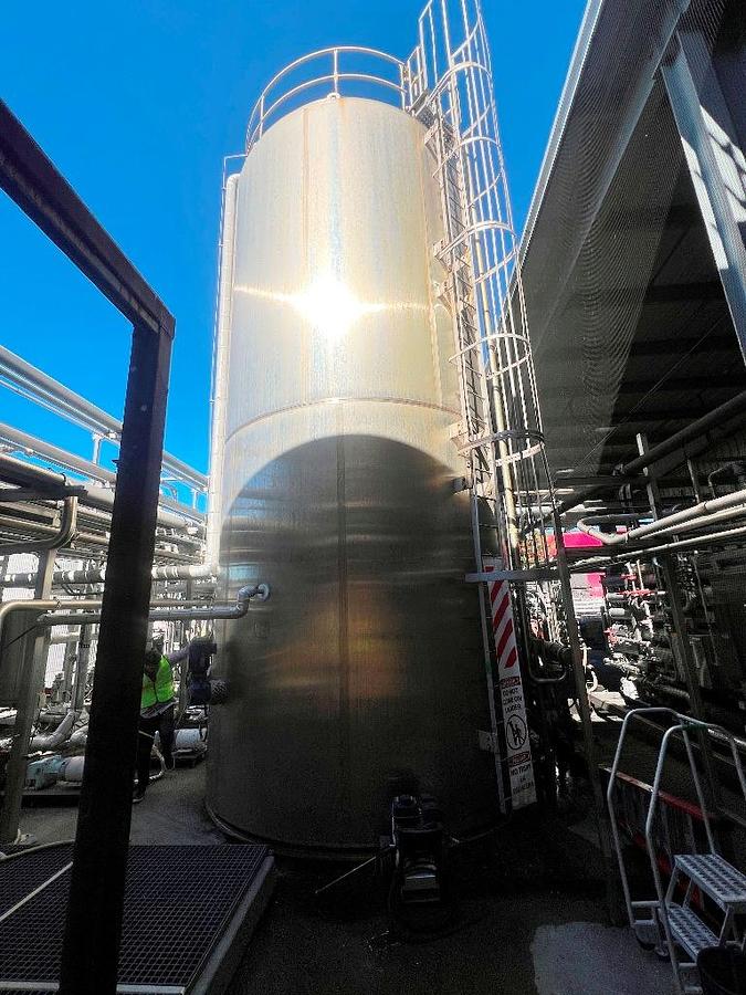 Used Tank, 15,000 Gallon, Stainless Steel, Feldmeier, Jacketed, 100 PSI, Silo, #5991629