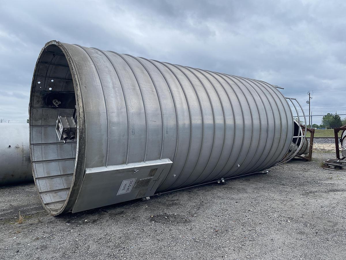 Used Tank, 11,000 Gallon, 12' Diameter x 24' High, Spiral Aluminum, Vertical Cone Bottom, Conair, Silo, #5991771