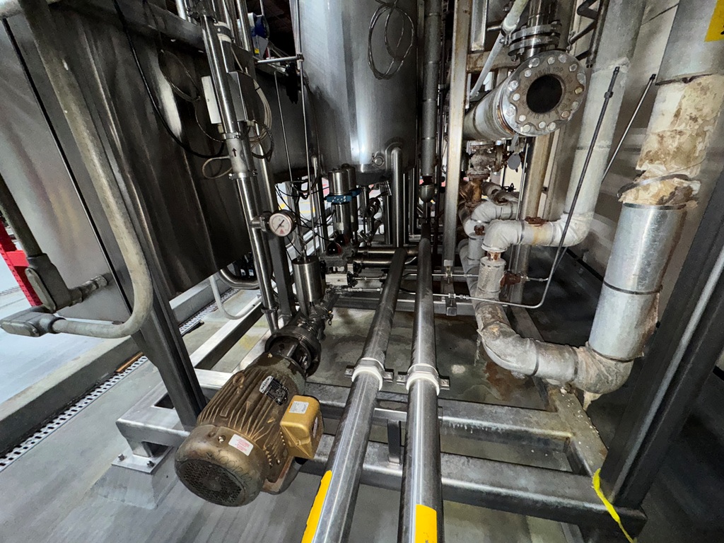 Used CIP, Quantum Solutions, (2) Feldmeier Tanks 450 & 300 Gallon, Heat Exchanger, 10 HP Pump, #5991627