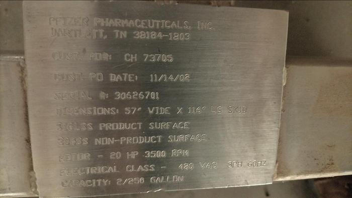 Unused CIP Skid, 2-Tank, (2) 250 Gallon, 316L Stainless Steel, A&B Process - #S745275