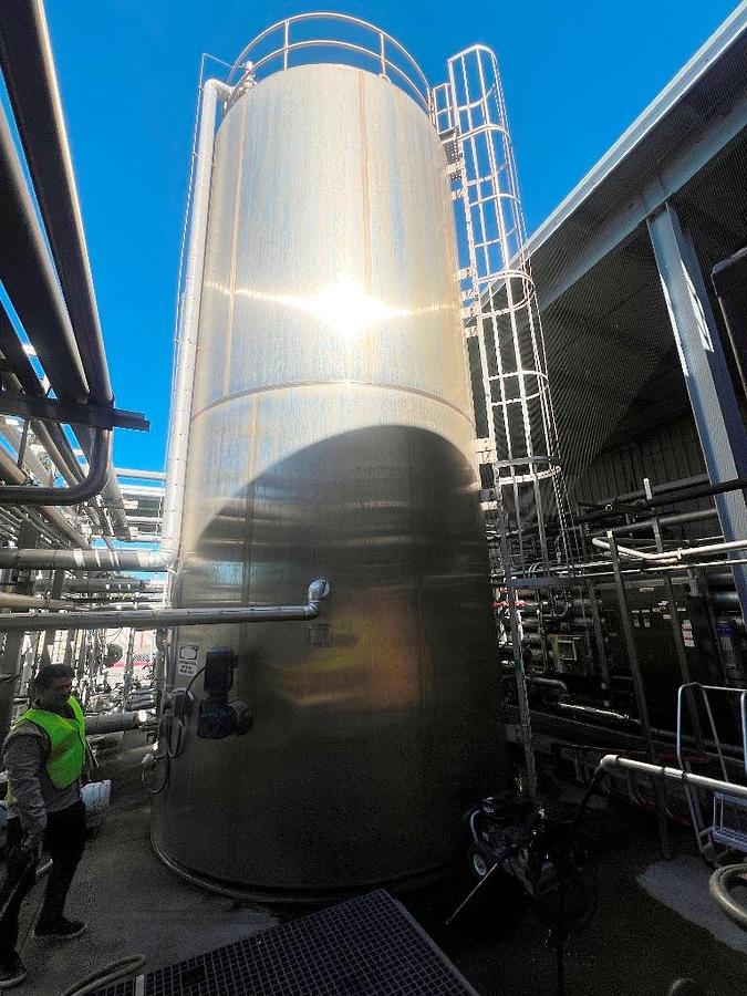 Used Tank, 15,000 Gallon, Stainless Steel, Feldmeier, Jacketed, 100 PSI, Silo, #5991629