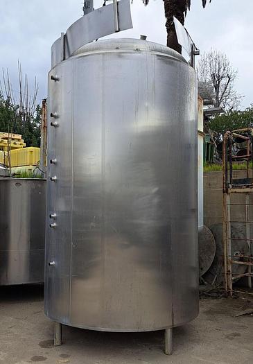 Used Tank, 2,000 Gallon, 304 Stainless Steel, Jacketed, Full Vacuum #S744961