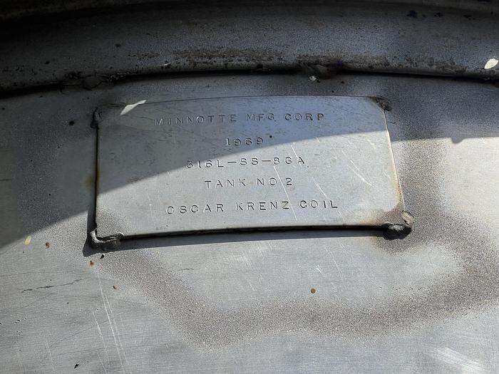 Used Tank, 800 Gallon, 316 Stainless Steel 5' X 6', Hot Break, Coil, #S691360