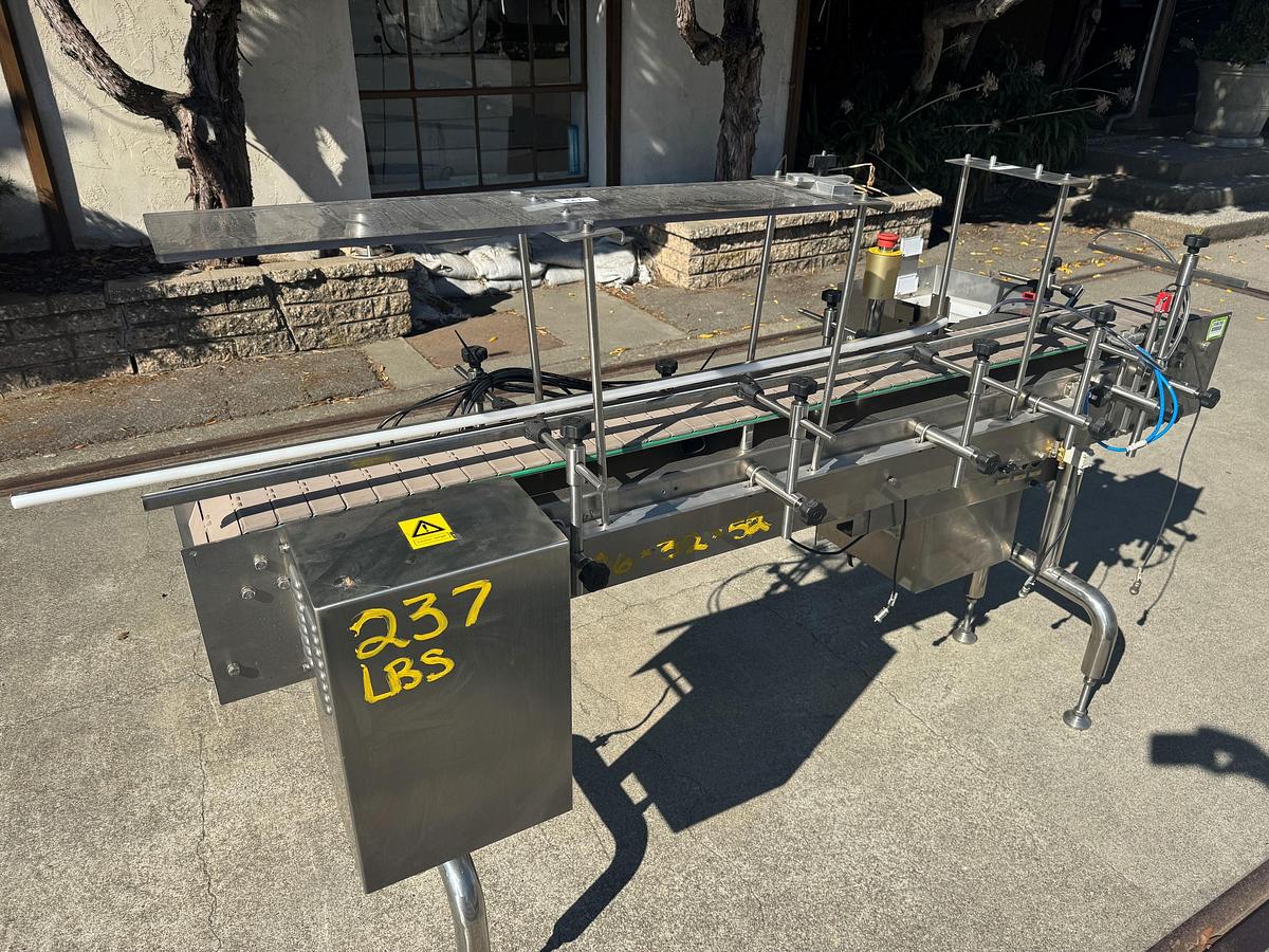 Used Conveyor, Belt, 6" X 6.5’, Stainless Steel, Plastic Belt, Air Reject, #5991590