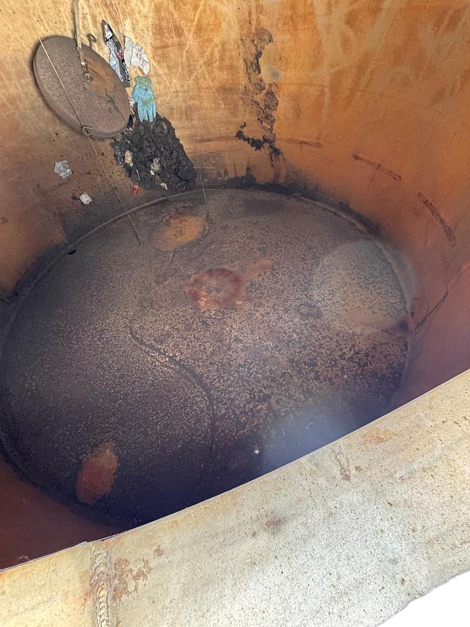 Used Tank, 4,200 Gallon, Stainless Steel, 6' Dia x 20' H, Valley Foundry, UL rated, #5991326