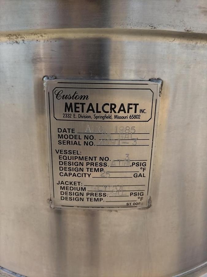 Used CIP System, 3-Tank Brew System, 25 Gallon Each, Metalcraft, Chester Jensen Heat Exchanger, #5991918