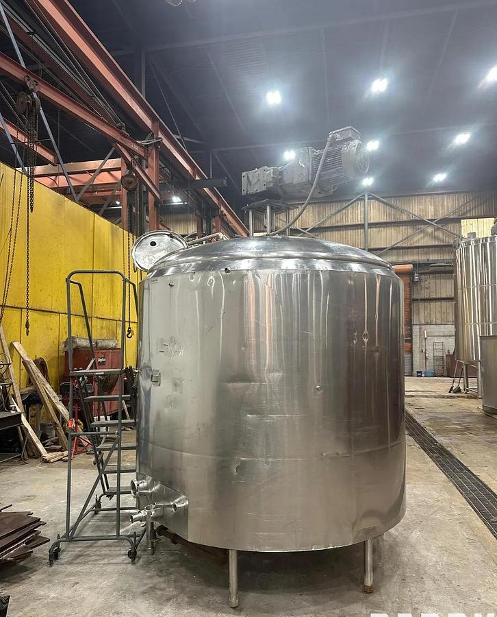 Used Kettle, 1,500 Gallon, Stainless Steel, Half-Pipe Jacketed, Mojonnier, #