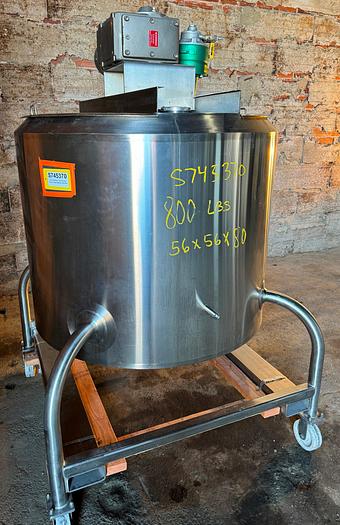 Used Tank, 200 Gallon, 316L Stainless, Jacketed, Scrape Agitated, Feldmeier #S745370