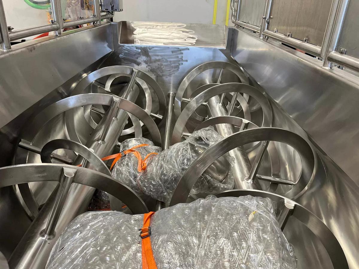 Used Mixer, Ribbon, 1100 Gallon, Dual Shaft, Stainless Steel, Jacketed, Food Mixer, 15 HP, 7500 lb, K6378, #5991750