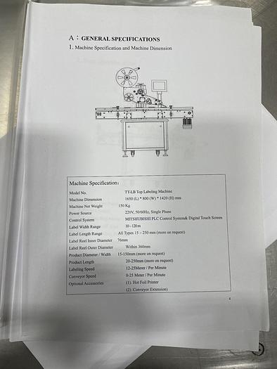 Used Labeler, Wipe On, Top Labeler, Belt Conveyor, Model TT-LB, #5532791
