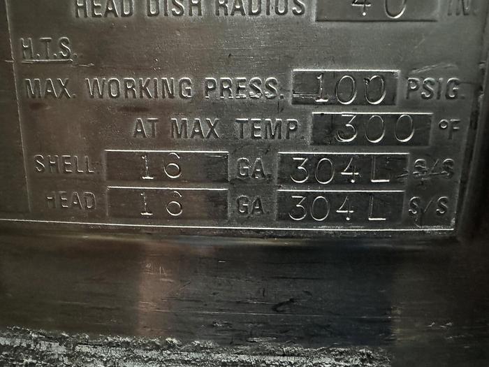 Used Reactor, 130 Gallon (500 Liters), 316L Stainless Steel, Jacketed, 45 PSI Internal, Agitated #S745435