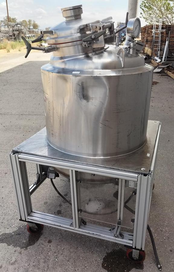 Used Tank, 100 Gallon, Precision Stainless, Jacketed, Agitated, Stainless Steel, #5991465