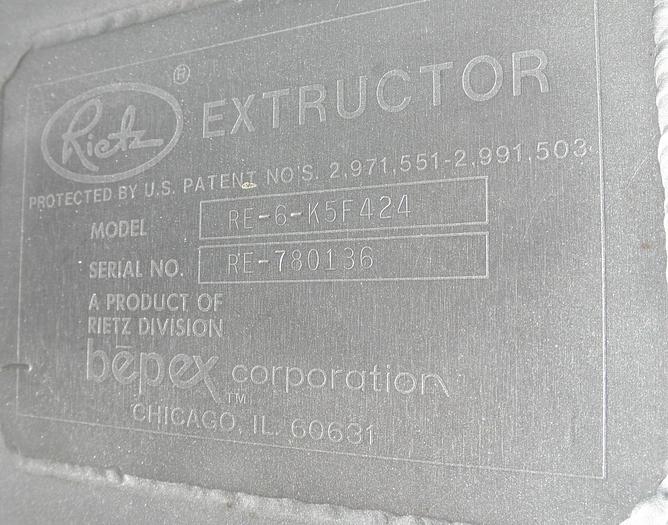Used Extructor, Rietz, RE-6, S/st, Jkt, 10 HP, #S731906