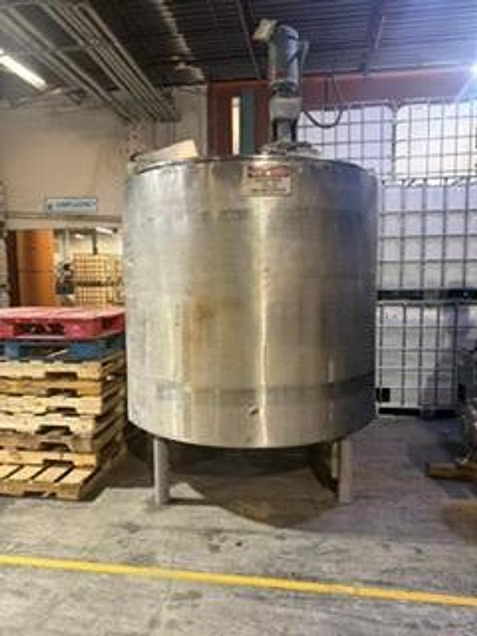Used Tank, 850 Gallon, Stainless Steel, Jacketed, Agitated, #5991116