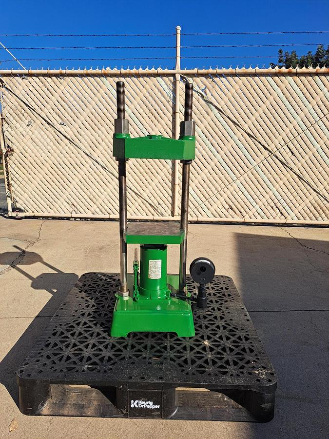 Used Press, Hydraulic, Carver Model M Laboratory Press, 25 Ton Manual , 9" x 9" Platen, Adjustable 0.75"–16" Opening, #5991648