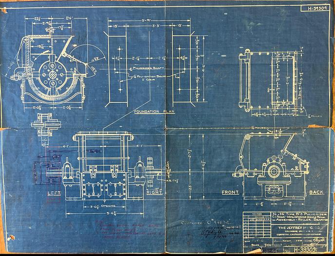 Used Mill, Hammer, Jeffrey, 36" X 36",Type B-3, Slag, #C732538