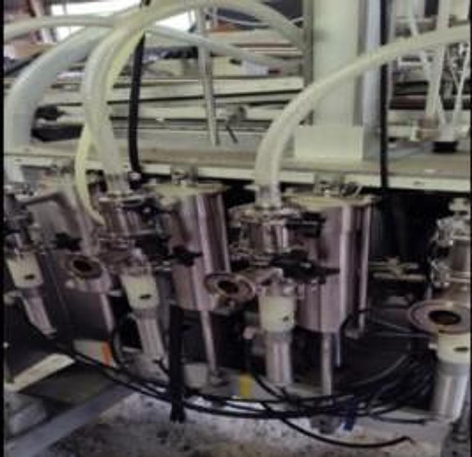 Used Filler, Piston, 4-Head, Stainless Steel, Semi-Automatic, 1.5 Gallon, #5991651