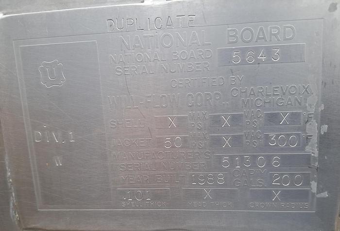 Used Kettle, 200 Gallon, S/St, Jkt, Horizontal Trough, Agitated #C745042