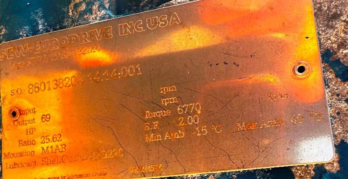 Used Lump Breaker, 15" x 15" Chamber, Stainless Steel, 12.5 HP, Corenco, #5991508