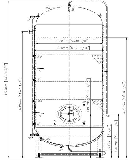 Used Tank, 1860 Gallons, S/st, DT/DB, Ripley, 60 BBL Brite Tank #C745094