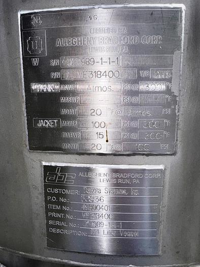 Used Filter, Vacuum Bed, 30" x 15", Stainless Steel, Jacketed, Agitated, Allegheny Bradford, #5991263