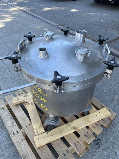 Used Tank, 26 Gallon, 100 Liter, 316 Stainless Steel, 17 PSI, Removable Top #S744580