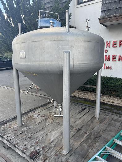 Used Tank, 500 Gallon, Stainless, 6' Diameter, Steep Cone Bottom