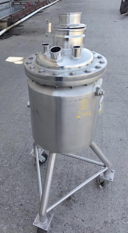 Used Tank, Approx. 13 Gallon (50 Liter), 50 PSI/FV, 70 PSI Jacket, Stainless Steel, #5991461