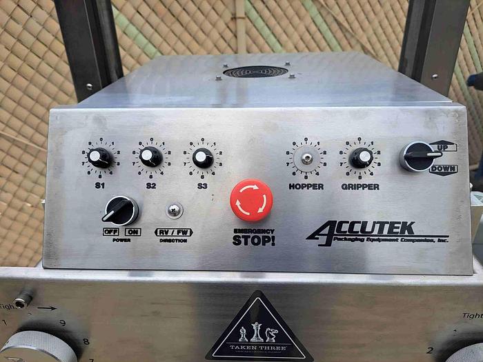 Used Capper, Accutek, Semi-automatic, Mdl 22.505.000, Table Top, Chuck Capper