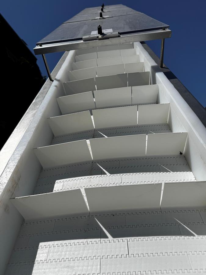 Used Conveyor, Belt, 16-1/2"W x 15'L, Incline, Cleated, Stainless Steel, #