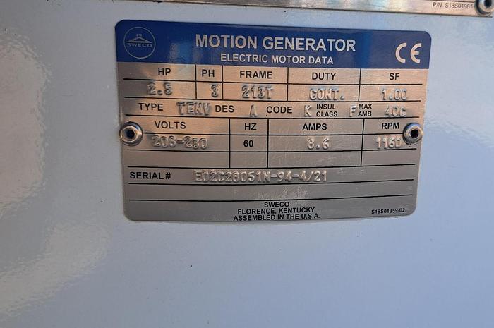 Used Screen, Sweco, 48”, Single Deck, Stainless Steel, 2.5 HP, #5880232