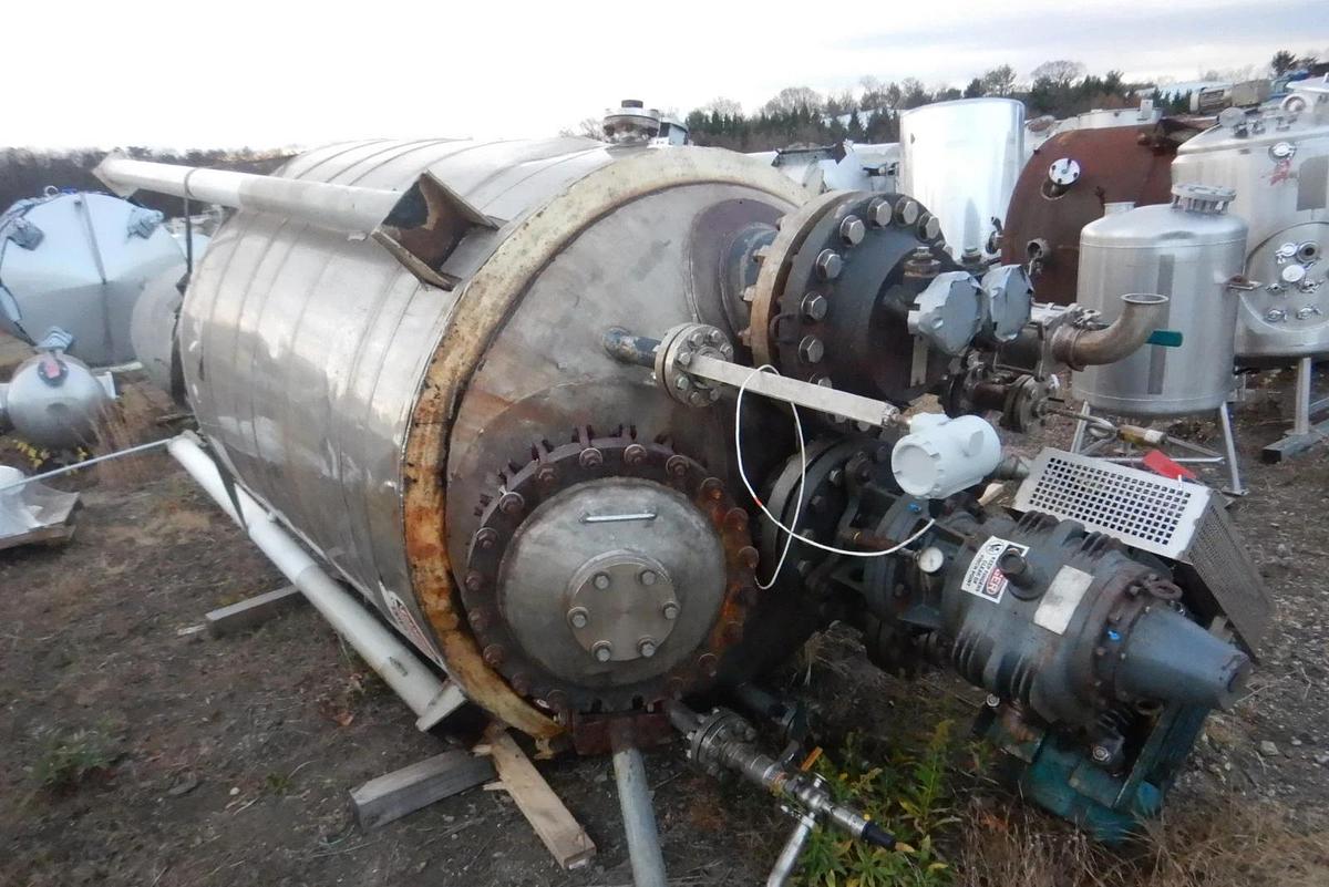 Used Reactor, 1,000 Gallon, 316L Stainless Steel, Brighton, Pfaudler Agitator, #5991814