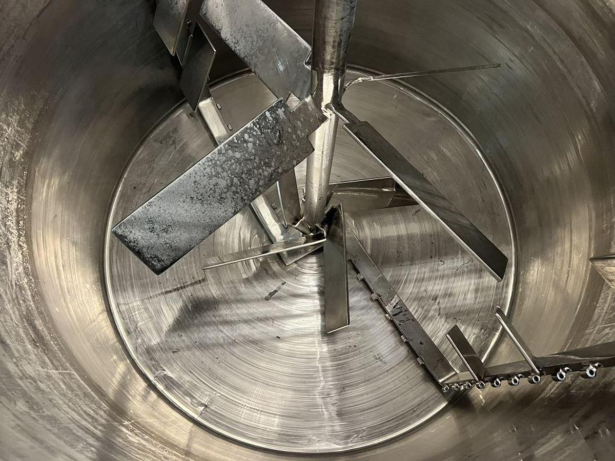 Used Tank, 1,000 Gallon, 316L Stainless Steel, Double Motion, Jacketed, Scraper Agitated Tank, #5991742