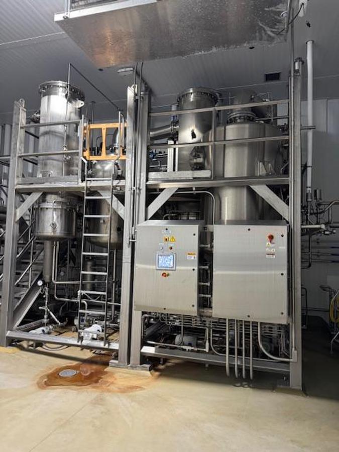 Used Evaporator, 2-Effect, Rising Falling Film, Reverse-Feed, 316L Stainless Steel, Buflovak, #5991598