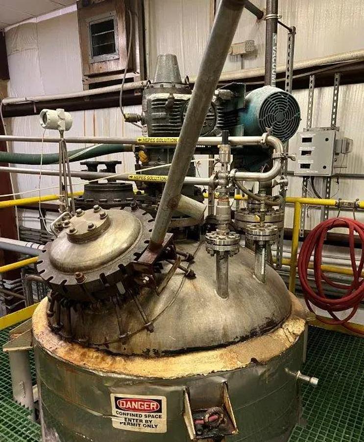 Used Reactor, 1,000 Gallon, 316L Stainless Steel, Brighton, Pfaudler Agitator, #5991814