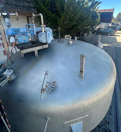 Used Tank, 500 Gallon, Stainless, 6' Diameter, Steep Cone Bottom