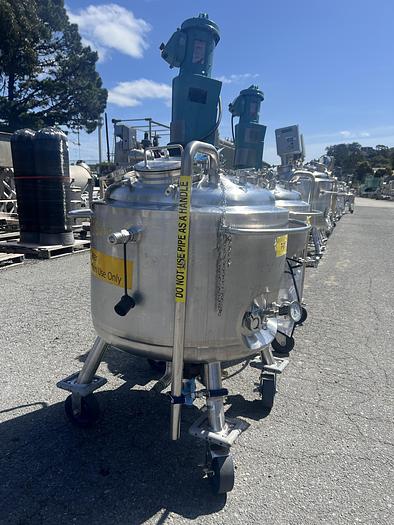 Used Reactor, 50 Gallon (200 Liters), 316L Stainless Steel, Jacketed, 45 PSI Internal, Agitated #S745438